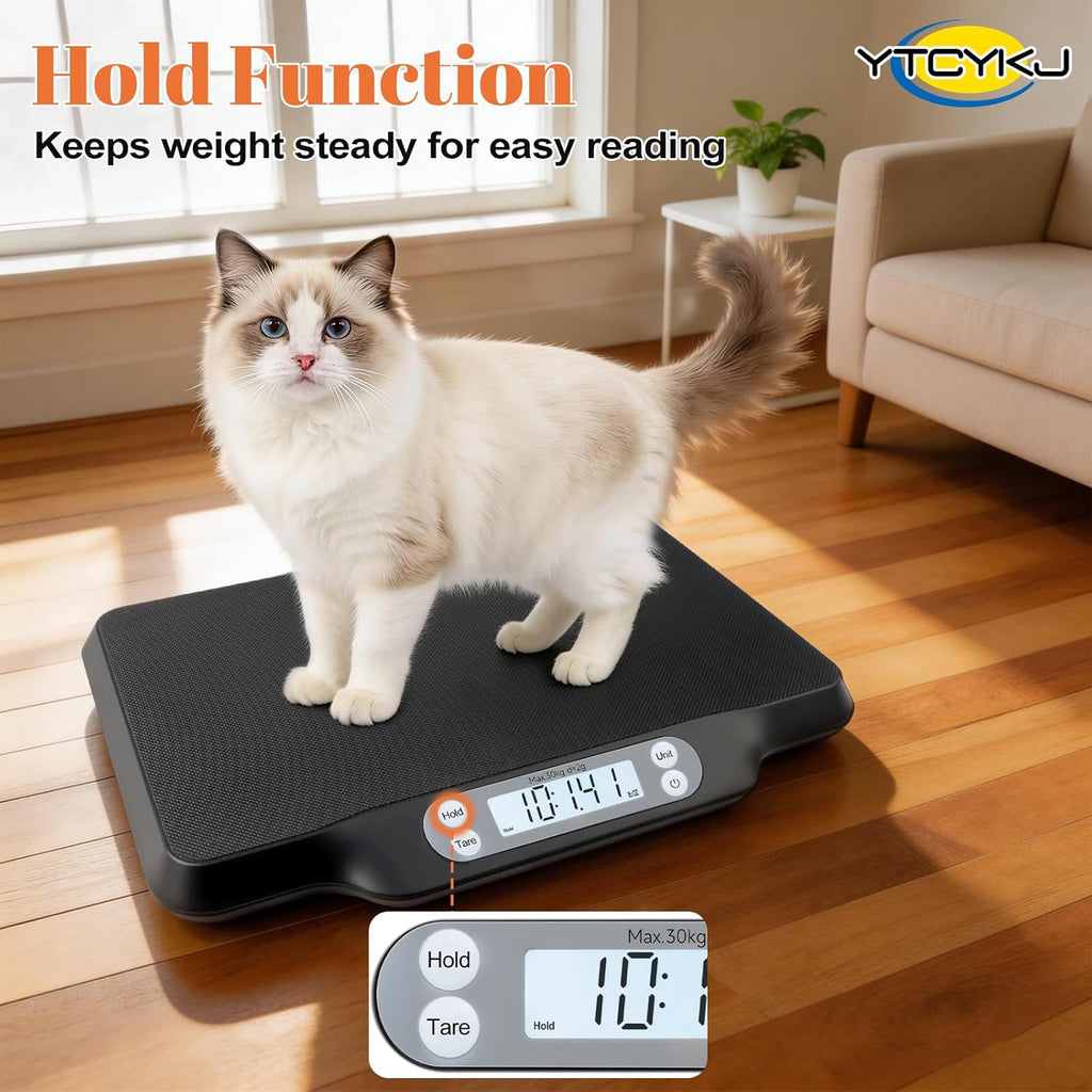 Digital Pet Scale for Accurate Weighing & Baby Scale Kitten Scale– High-Precision Puppy Scales, Dog Cat Scale | 30kg/66lb Capacity, 2g Accuracy, Non-Slip Mat, Tare & Hold Function