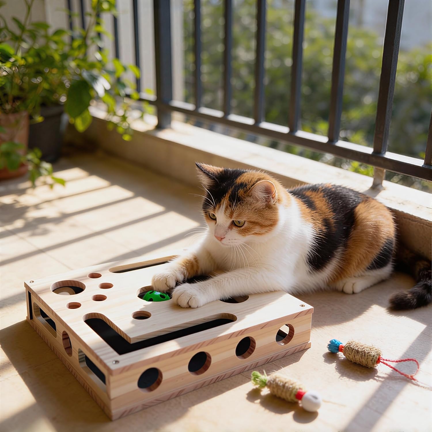 New Cat Scratch Puzzle Enrichment Box, Cats Nail File Enrichment Box with Sandpaper Inside, Stress-Free Alternative to Trimming Nails, Cat Toys Interactive for Indoor Cats Nail Scratcher