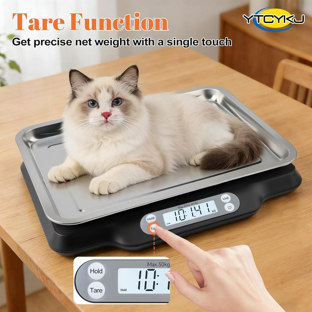 Digital Pet Scale for Accurate Weighing & Baby Scale Kitten Scale– High-Precision Puppy Scales, Dog Cat Scale | 30kg/66lb Capacity, 2g Accuracy, Non-Slip Mat, Tare & Hold Function