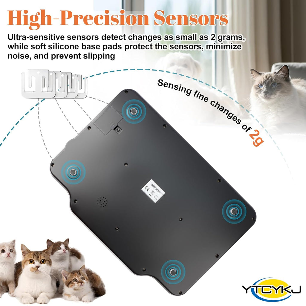 Digital Pet Scale for Accurate Weighing & Baby Scale Kitten Scale– High-Precision Puppy Scales, Dog Cat Scale | 30kg/66lb Capacity, 2g Accuracy, Non-Slip Mat, Tare & Hold Function