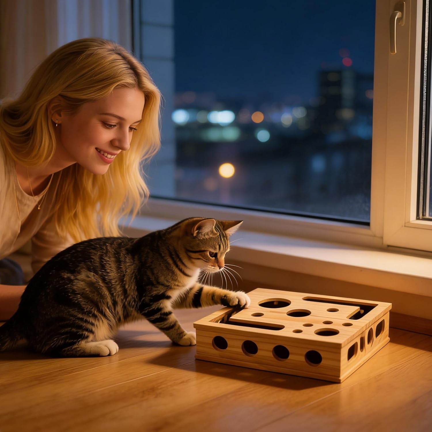 New Cat Scratch Puzzle Enrichment Box, Cats Nail File Enrichment Box with Sandpaper Inside, Stress-Free Alternative to Trimming Nails, Cat Toys Interactive for Indoor Cats Nail Scratcher