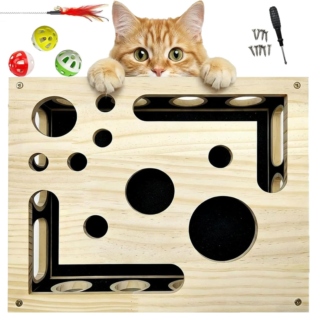 New Cat Scratch Puzzle Enrichment Box, Cats Nail File Enrichment Box with Sandpaper Inside, Stress-Free Alternative to Trimming Nails, Cat Toys Interactive for Indoor Cats Nail Scratcher
