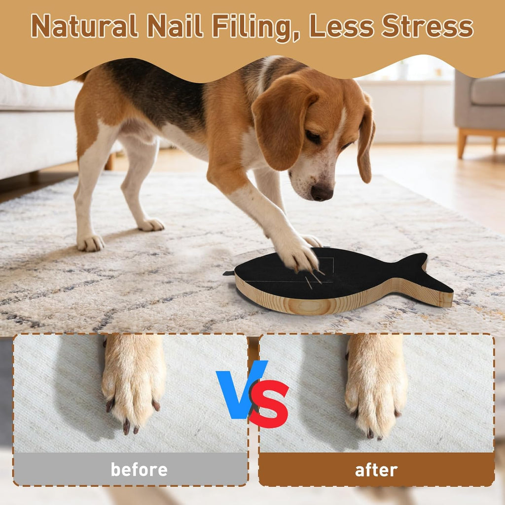 Dog Nail Scratch Board with Treat Drawer, Stress-Free Nail Filing Tool for Dogs, Alternative to Clippers for Front Paw Nails, Interactive Training Scratch Pad with Extra Sandpaper