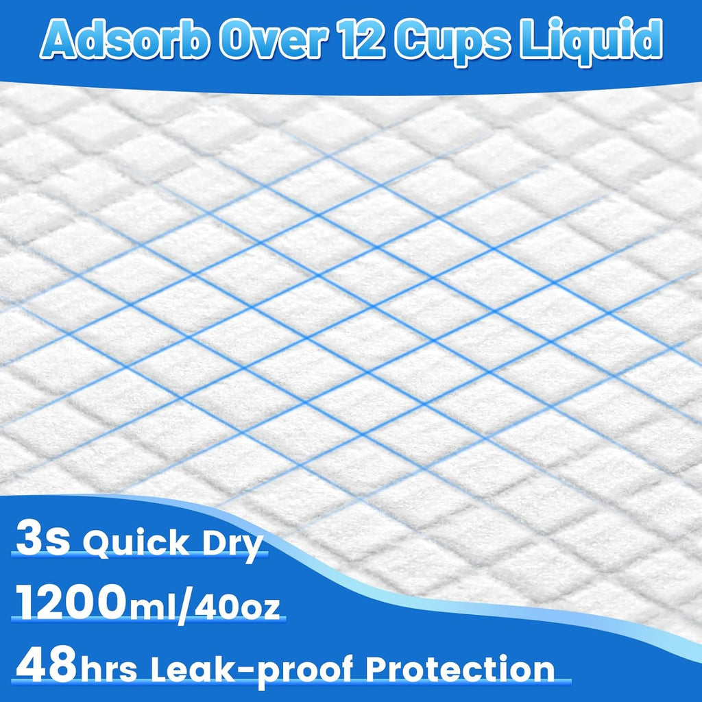 XXXL 31X47” 40 Count 1200ML Super Absorbent Thicken 6-Layer Ultra Large Dog Pee Pads — Leak-Proof Odor-Control Quick-Dry Training Pads for Large Senior Dogs, Puppies, Cats & Pets