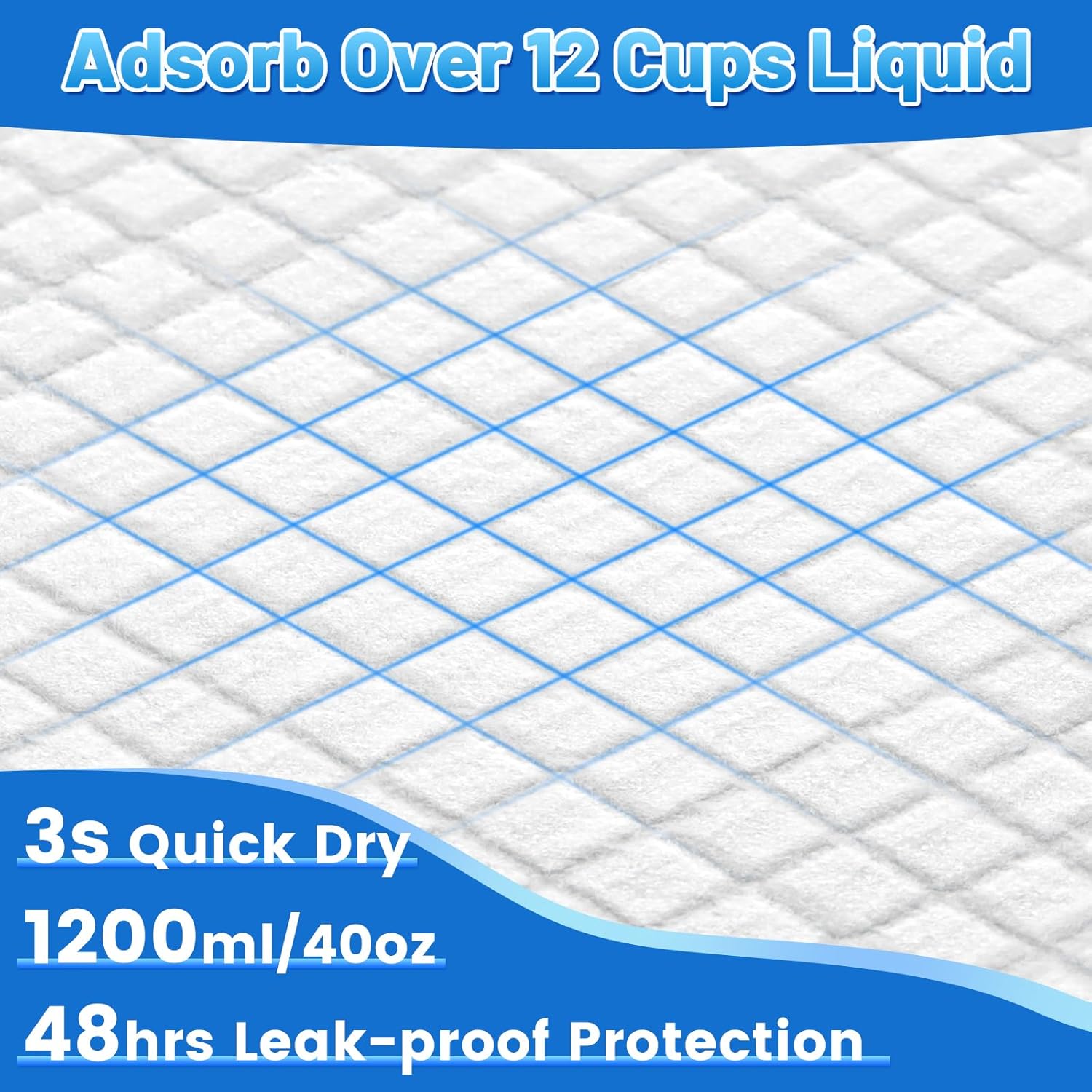 XXXL 31X47” 40 Count 1200ML Super Absorbent Thicken 6-Layer Ultra Large Dog Pee Pads — Leak-Proof Odor-Control Quick-Dry Training Pads for Large Senior Dogs, Puppies, Cats & Pets