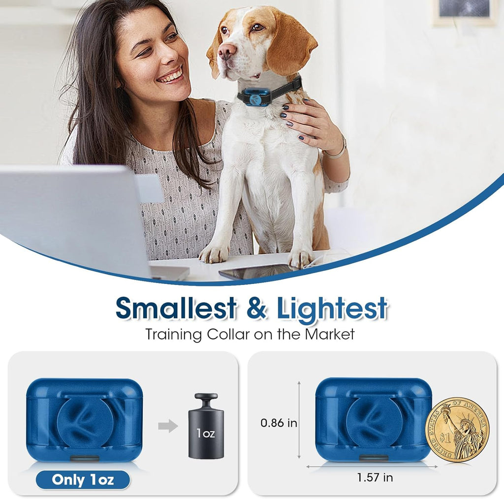 Small Shock Collar for Small Dogs(5-30Lbs), Dog Training Collar with Remote for Small & Medium Dogs, Waterproof, Rechargeable Collar with Beep, Vibration, Safe Shock,2000ft,Blue