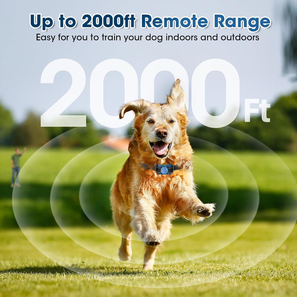Small Shock Collar for Small Dogs(5-30Lbs), Dog Training Collar with Remote for Small & Medium Dogs, Waterproof, Rechargeable Collar with Beep, Vibration, Safe Shock,2000ft,Blue