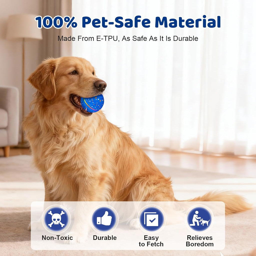 Interactive Dog Toys Dog Ball - Smart Moving Bouncing Dogs Ball with RGB Lights, E-TPU Material, 3 Play Modes Automatic Rolling Balls Toy for Small Medium Dogs Keep Them Busy(Blue)