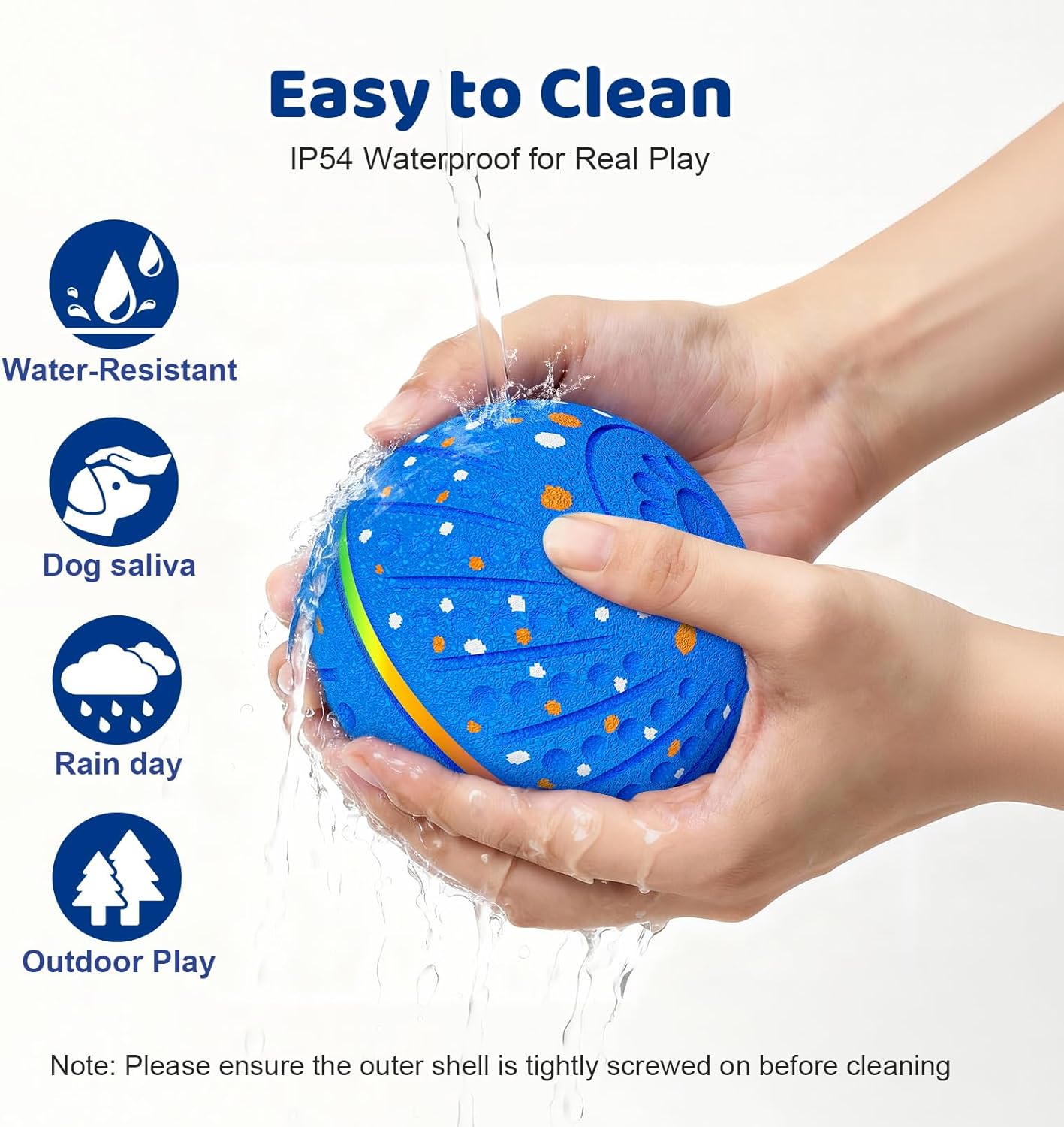 Interactive Dog Toys Dog Ball - Smart Moving Bouncing Dogs Ball with RGB Lights, E-TPU Material, 3 Play Modes Automatic Rolling Balls Toy for Small Medium Dogs Keep Them Busy(Blue)