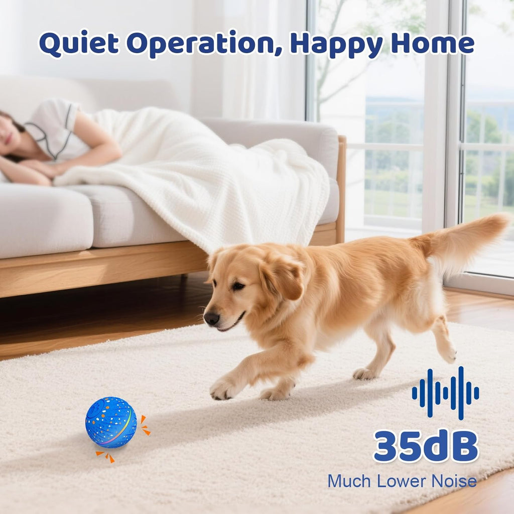 Interactive Dog Toys Dog Ball - Smart Moving Bouncing Dogs Ball with RGB Lights, E-TPU Material, 3 Play Modes Automatic Rolling Balls Toy for Small Medium Dogs Keep Them Busy(Blue)