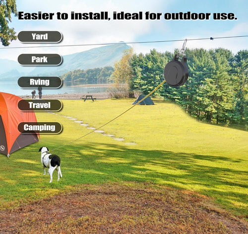 30ft Retractable Dog Leash, 2-in-1 Retractable Dog Lead for Zipline, Aerial Run Cable Trolley Or Stake Anchor, No Tangle Lead Reel for Camping Or Yard