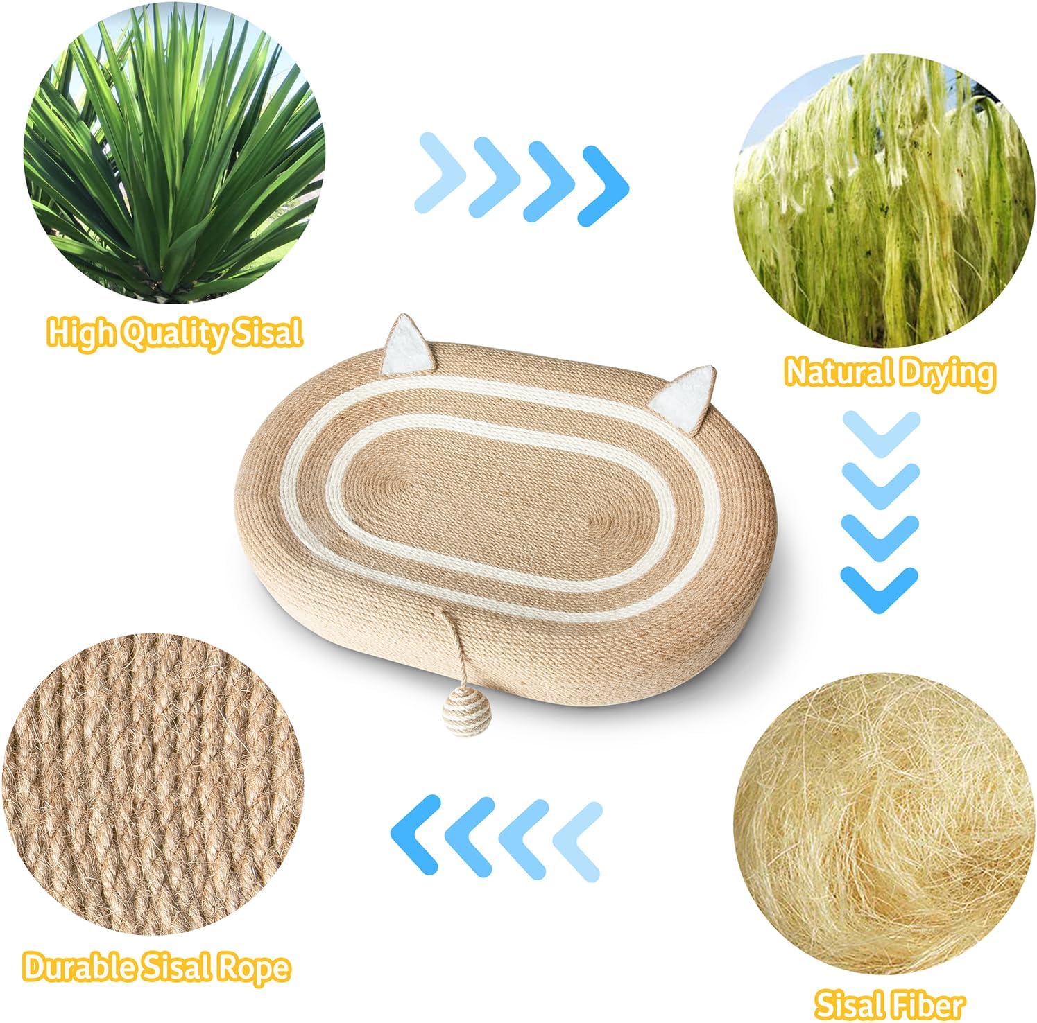 Cat Scratcher Bed 3 in 1 Sisal Cat Scratching Pads Beds Cat Scratchers for Indoor Cats with Anti-Slip