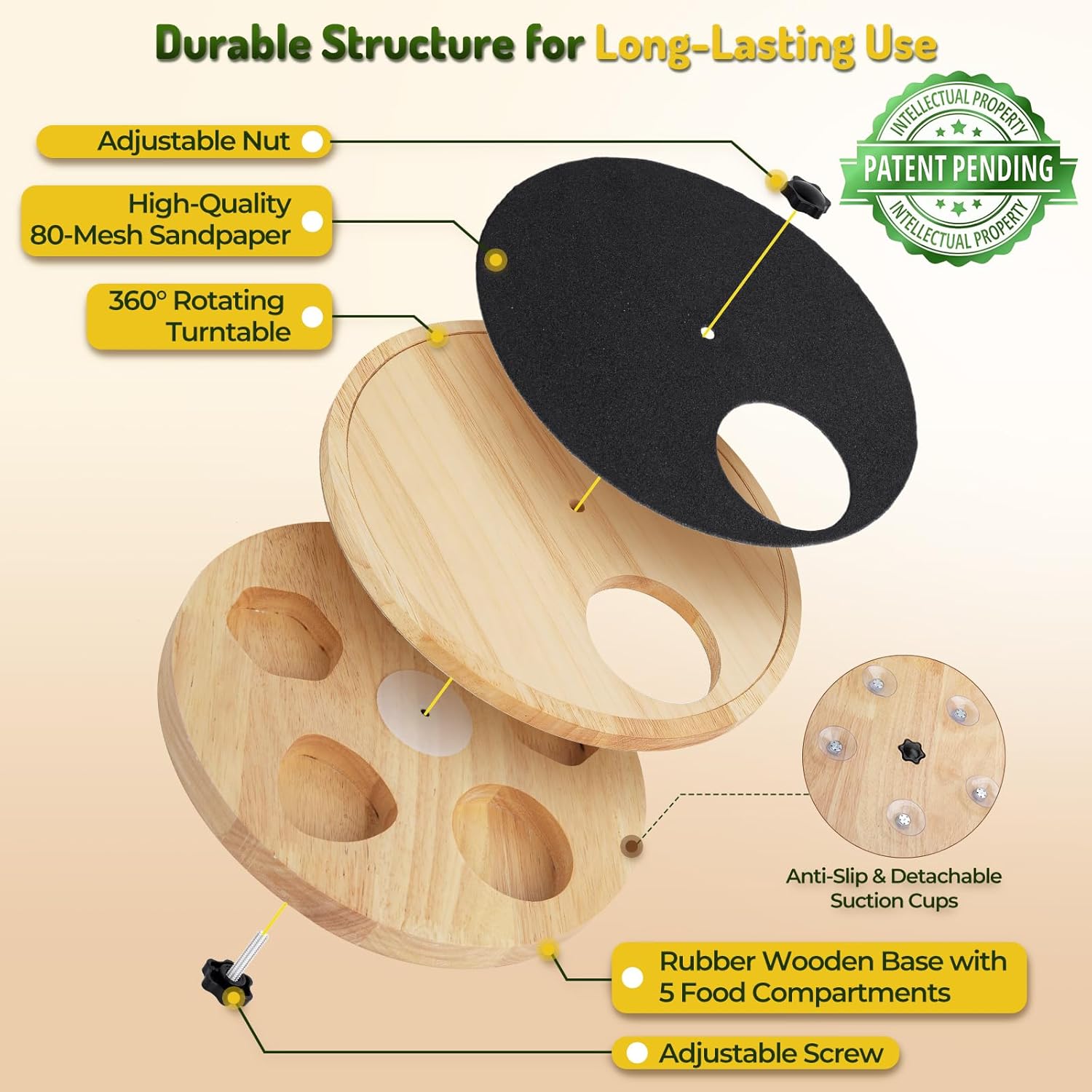 Dog Nail Scratch Board with Treat Box, Dog Scratch Pad for Nails, Adjustable Interactive Dog Nail File Toy for Stress-Free Grooming, Treat Puzzle Scratch Board for Dogs