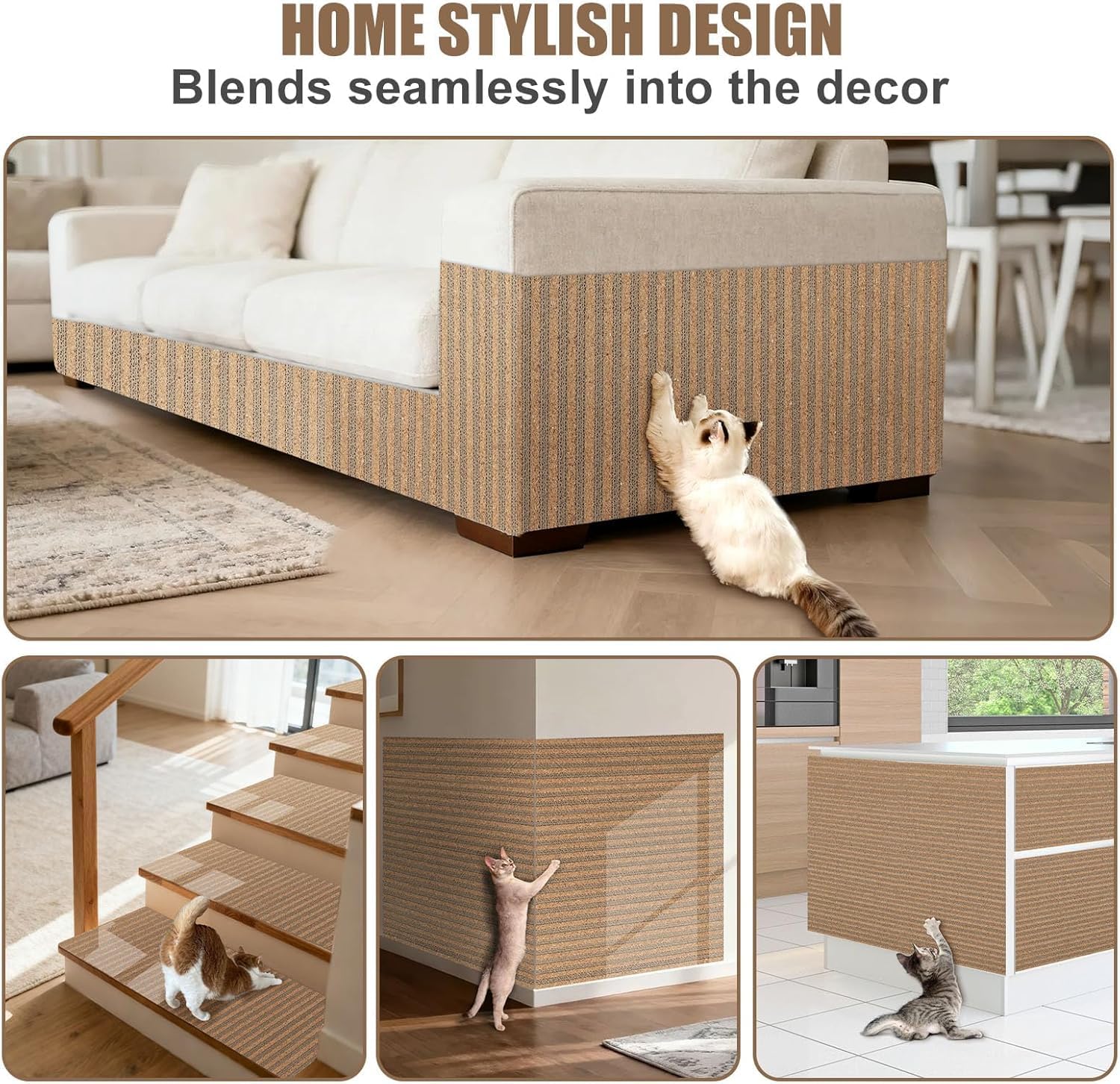 Natural Cork-Cat Scratch mat-Cat Scratch Pad Rug-cat Couch Protector-Scratch Furniture Protector for Post/Sofa/Floor-Wall Scratchers for Indoor-Carpets Scratching-Stretching- Kitty Gifts-Brown