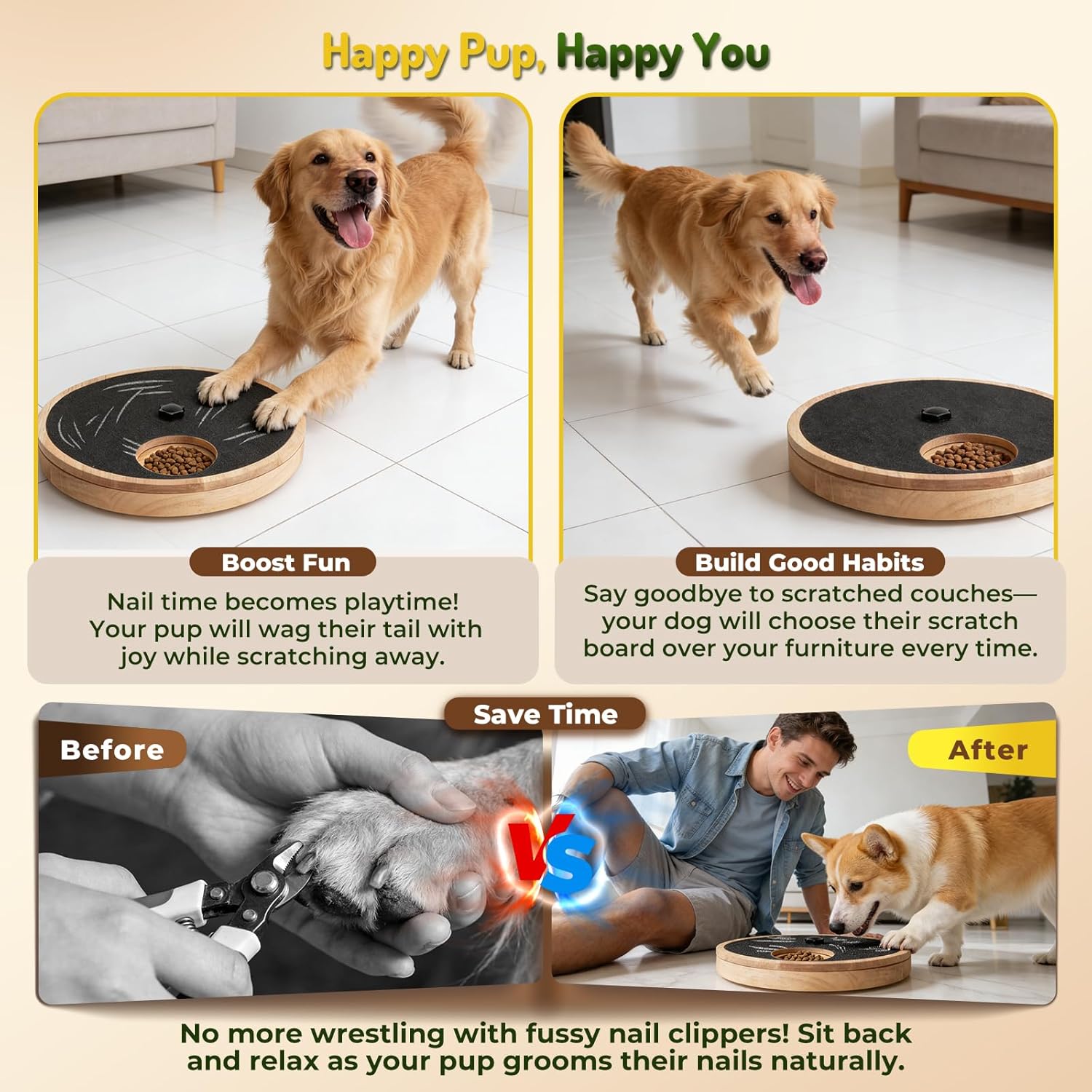 Dog Nail Scratch Board with Treat Box, Dog Scratch Pad for Nails, Adjustable Interactive Dog Nail File Toy for Stress-Free Grooming, Treat Puzzle Scratch Board for Dogs