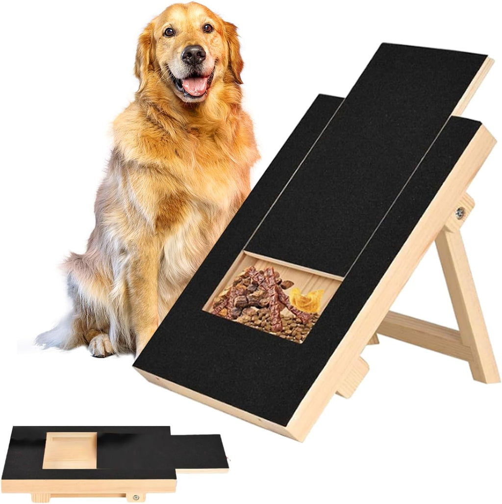 Dog Nail Scratch Board - with Treat Draw- Dog Scratch Pad for Nails – Durable Wooden Nail Filing Board with Treat Drawer (All Breeds)