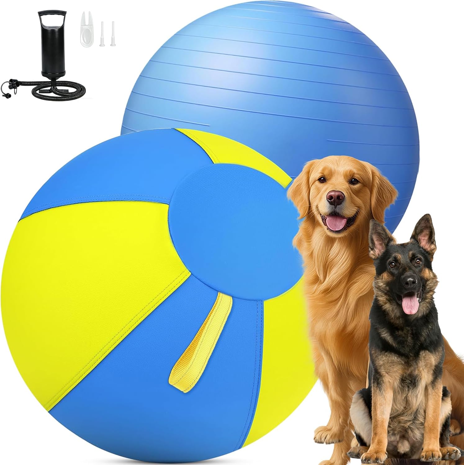 18 Inch Herding Ball for Dogs with Durable 1000D Oxford Cover - Interactive Dog Toy with Handles for Medium Breeds, Anti-Burst & Heavy Duty Herding Ball for Australian Shepherds, Border Collies