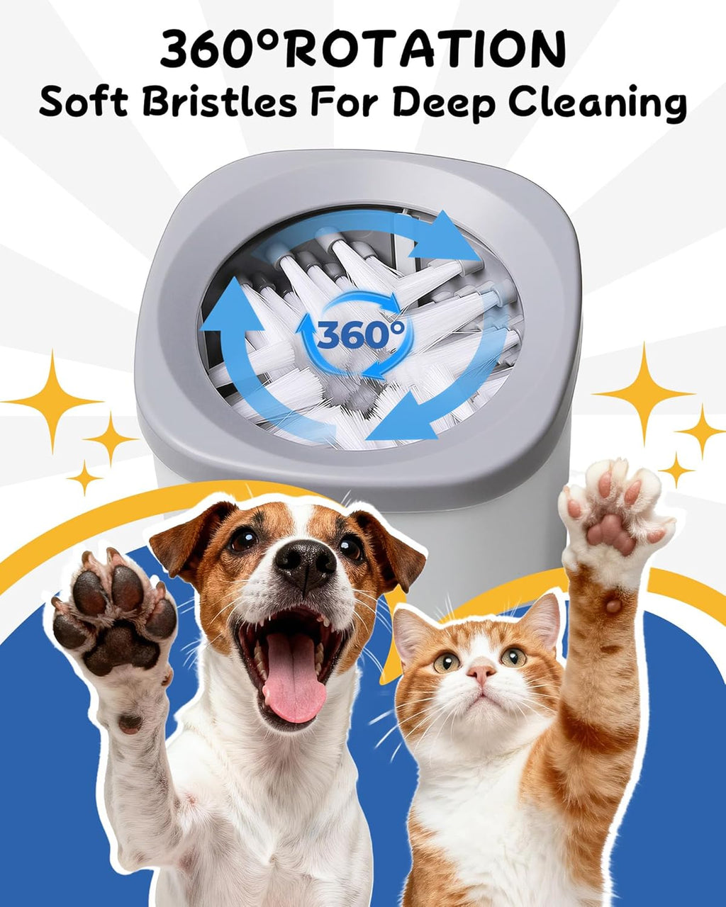 Electric Dog Paw Cleaner for Dogs，2 Speeds Automatic Dog Foot Paw Washer for Small Medium to Large Cat Dog Pet (Grey)