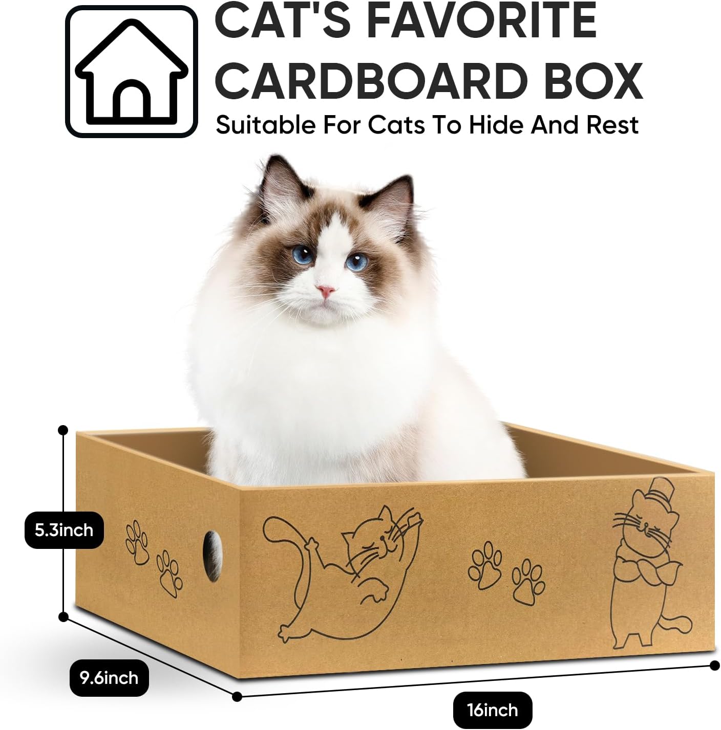 Cat Scratcher, 26 inch L Shape Cat Scratching Pad for Indoor Cats, Durable Sustainable Cardboard Scratcher with Box, Recyclable Vertical Cat Scratch Pad to Protect Furniture, Large