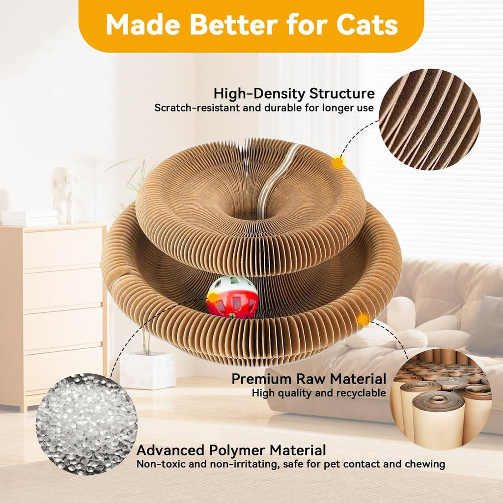 2-Pack Upgraded Kitty Kurlz Twisty Paws Cat Toy, Magnetic Kitty Curls Cat Scratcher, Kitty Kurls Cat Toys for Indoor Cats with Bell Balls, Furniture Protection & Stress Relief