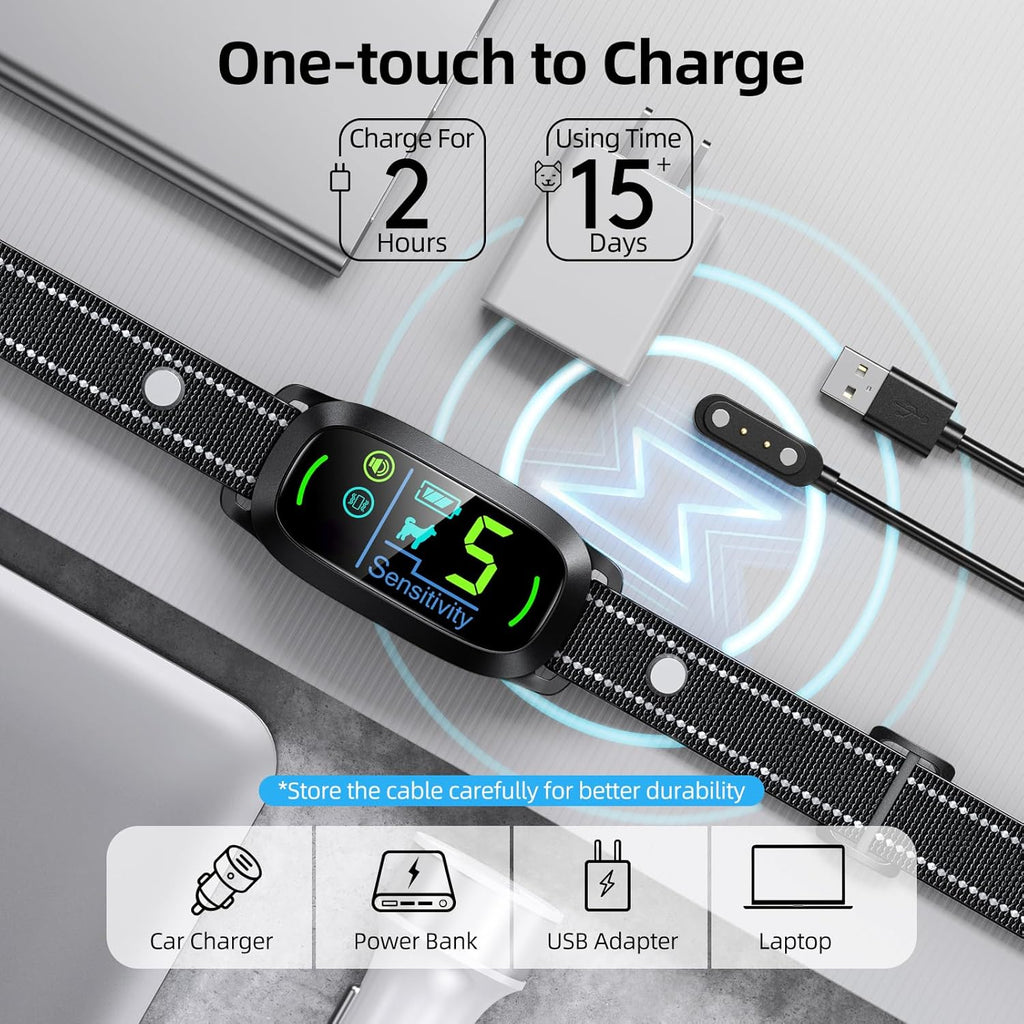 Dog Bark Collar, Rechargeable Smart Collar, Anti Barking Training Collar with 5 Adjustable Sensitivity Beep Vibration, Bark Collar for Large Medium Small Dogs (Black)