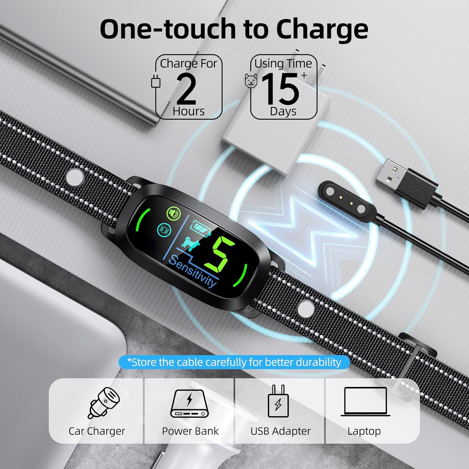 Dog Bark Collar, Rechargeable Smart Collar, Anti Barking Training Collar with 5 Adjustable Sensitivity Beep Vibration, Bark Collar for Large Medium Small Dogs (Black)