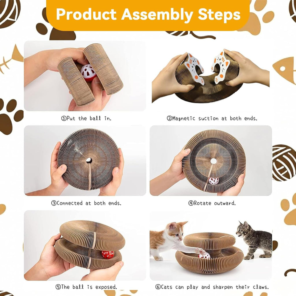 2-Pack Upgraded Kitty Kurlz Twisty Paws Cat Toy, Magnetic Kitty Curls Cat Scratcher, Kitty Kurls Cat Toys for Indoor Cats with Bell Balls, Furniture Protection & Stress Relief