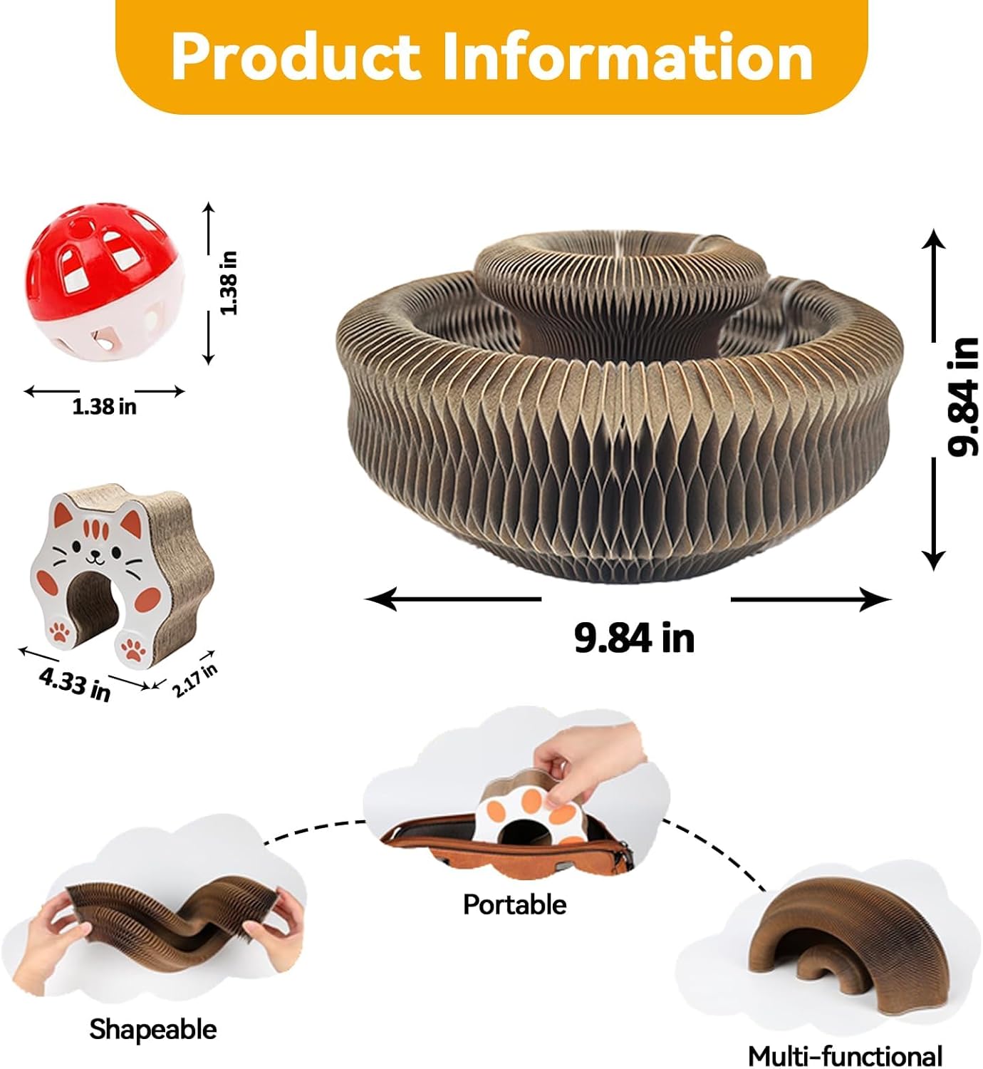 2-Pack Upgraded Kitty Kurlz Twisty Paws Cat Toy, Magnetic Kitty Curls Cat Scratcher, Kitty Kurls Cat Toys for Indoor Cats with Bell Balls, Furniture Protection & Stress Relief