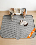 Cat Litter Box Mat, 47" x 37" Extra Large Cat Litter Mat, Silicone Waterproof Litter Trapping Mat for Scatter Control Soft on Kitty Paws Non-Slip Easy to Clean（Grey)