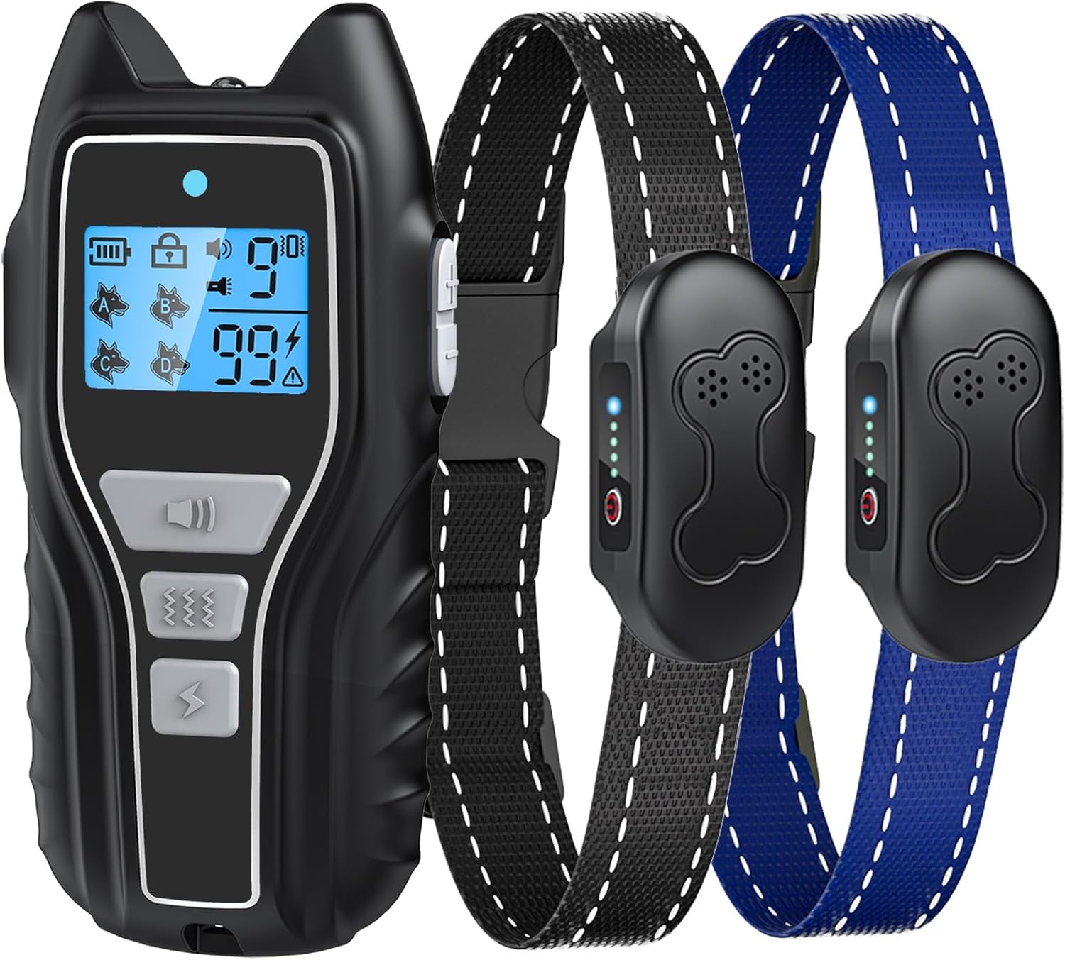 Shock Collar for Dogs 2 Dogs (15-120lbs) 2000FT Dog Shock Collar with Remote Control IPX7 Waterproof Dog Training Collar with Remote 4 Safe Modes Rechargeable Lock Flash Light for All Breeds Silver