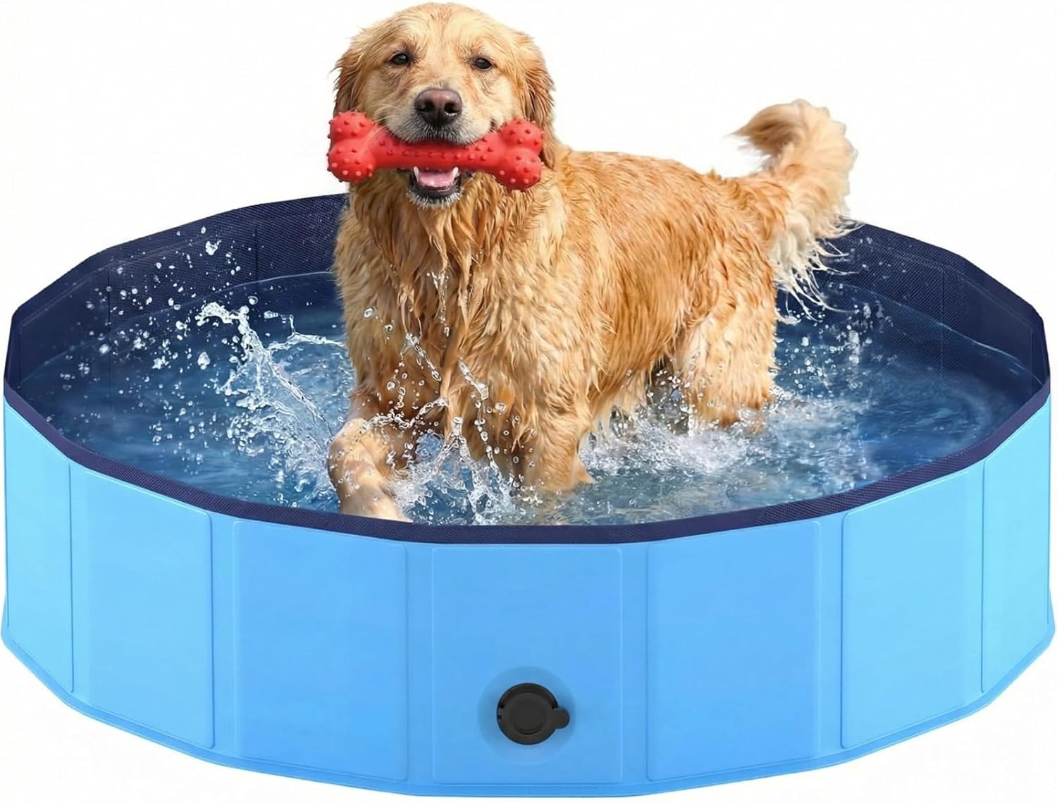 Foldable Dog Pool, Collapsible Dog Swimming Pool Hard Plastic Portable Pets Bath Tub for Dogs and Cats, Pet Wading Pool for Indoor Outdoor Backyard