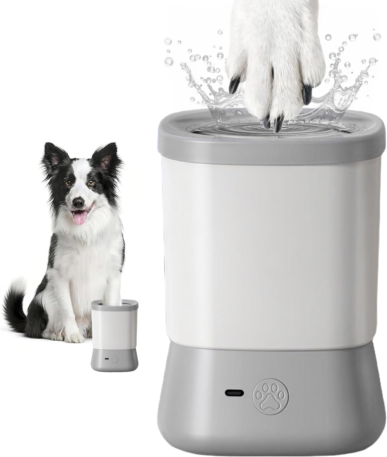 Electric Dog Paw Cleaner for Dogs，2 Speeds Automatic Dog Foot Paw Washer for Small Medium to Large Cat Dog Pet (Grey)